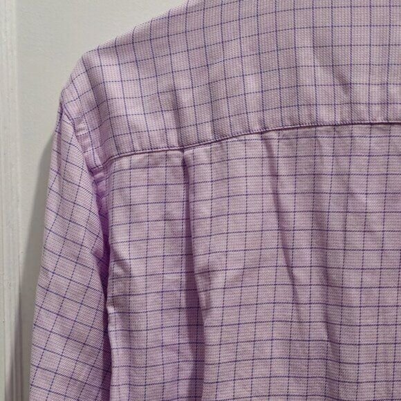 Tattersall London Long Sleeve Dress Button Shirt - 15.5  34/35 Pink with Purple - Picture 11 of 12